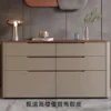 馬鞍皮餐邊櫃現代客廳小戶型置物鬥櫃高款臥室床尾電視櫃實木邊櫃